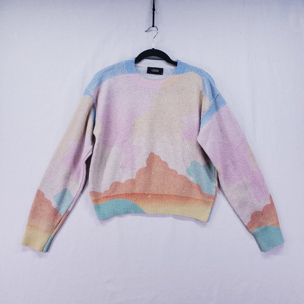 Cider Women's Small Sweater Pullover Multicolor Pastel Colorblock Knit Boho